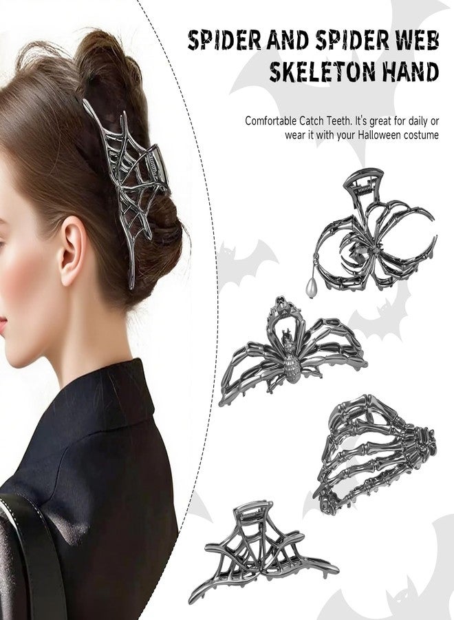 DPWCVM 3Pack Metal Black Spider Web hair clips Skeleton Hand Skull Hair Clips for Women And Girls,Goth Accessories for Thick Hair, Claw Clips Hair Accessories Halloween Christmas Gift (Black 3Pcs) - Image 5